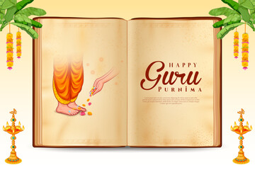 religious holiday background for Happy Guru Purnima festival celebrated in India