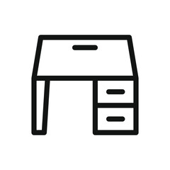 Work table line icon, office table with drawer vector symbol with editable stroke