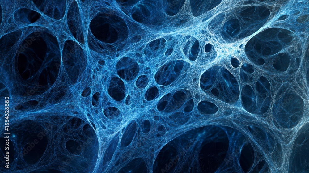 Poster abstract blue network texture, complex interconnected structure, web-like pattern.
