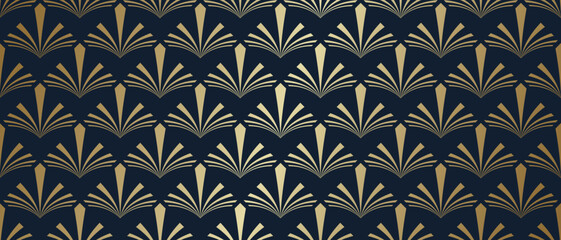 Luxury art deco pattern background vector. Abstract elegant art nouveau with delicate golden geometric line vintage decorative minimalist. Design illustration for wallpaper, banner, card, packaging.