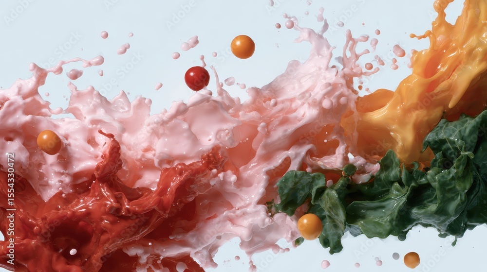 Poster an explosion of vibrant colors in liquid form showcases the dynamic motion of paint splashes that cr