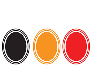 Three concentric circles in black orange and red on a white background