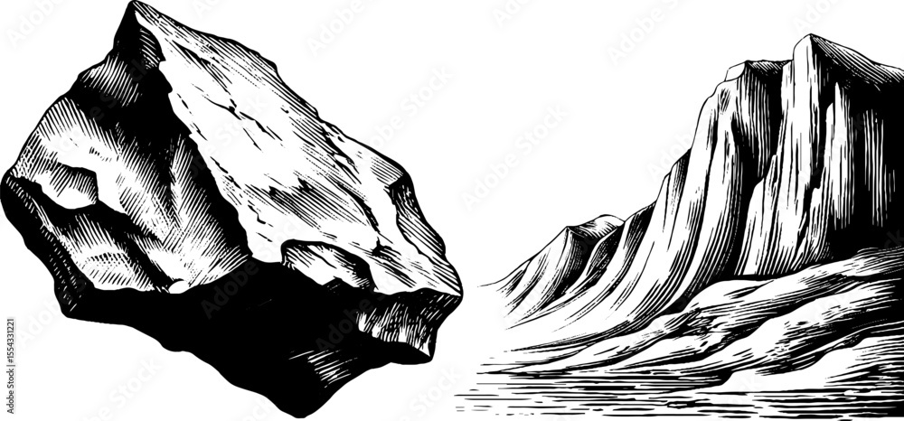 Poster geological layer border and fossil imprint sketch for educational and design use