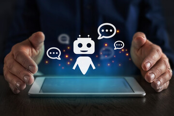 Chatbot, digital conversation chatbot assistant, AI Artificial Intelligence for business