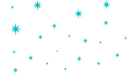 Scattered Aqua Sparkle Stars - Transparent Background

