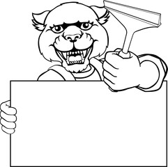 Window Cleaner Panther Car Wash Cleaning Mascot