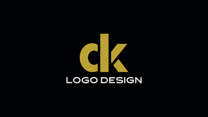 Modern lowercase CK logo design in golden color with minimalist style on black background, perfect for fashion, personal, or creative branding