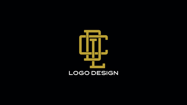 Classic DLC monogram logo in gold with symmetrical styling on black background, perfect for law firms, finance, or luxury brand identity - Powered by Adobe