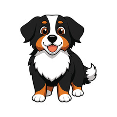 Happy Bernese Mountain dog with fluffy fur vector illustration isolated on white background