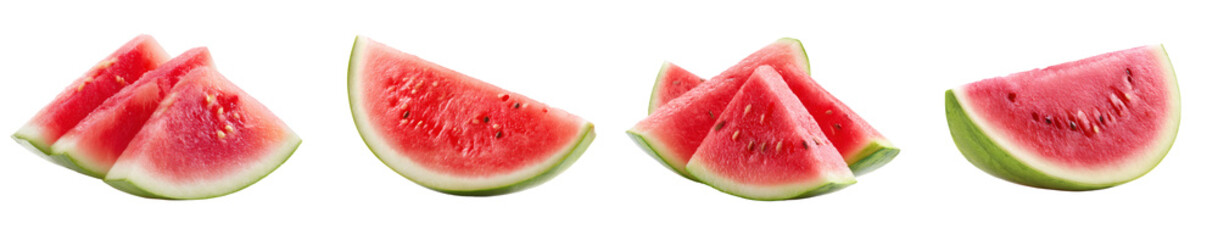 Fresh Watermelon Slice, Summer Fruit, Delicious Dessert, Healthy Eating, Studio Cutout, Refreshment, Natural Food, Isolated PNG set with transparent background