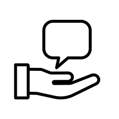 tips, advice – hand with speech bubble – vector icon