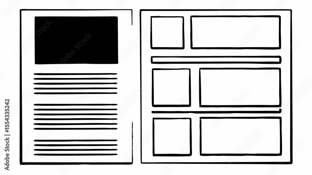 Aufkleber Two paper sheets showing text and boxes arranged in a grid layout on a white background design image created with generated ai