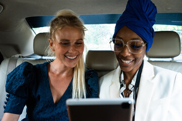 beautiful business women driving at the airport leaving on for a working travel