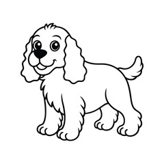 Happy cartoon cocker spaniel puppy silhouette isolated on white background
