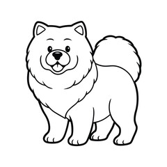 Happy cartoon dog silhouette isolated on white background