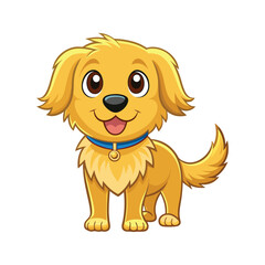 Happy cartoon golden retriever puppy vector illustration isolated on white background