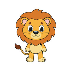 Fototapeta premium Happy cartoon lion with a cheerful expression Vector illustration isolated on white background