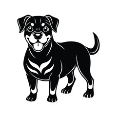 Obraz premium Happy cartoon Rottweiler dog illustration silhouette isolated on white background