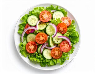 Top View of Fresh Vegetable Salad with Olive Oil and Pepper.