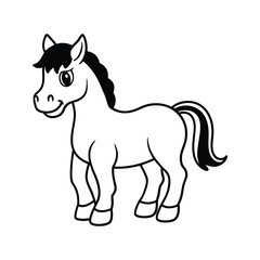 Happy horse illustration silhouette isolated on white background