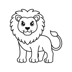 Fototapeta premium Happy lion character silhouette isolated on white background