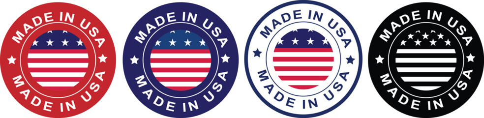 Set of Made in USA Quality Labels in Circular Format