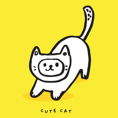 Cute cat cartoon, Hand drawing doodle cute cat