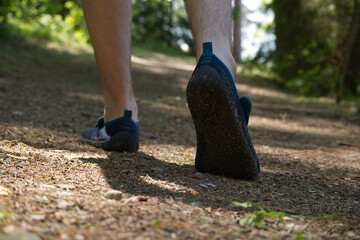 Footsteps on a forest path, representing exploration and a healthy lifestyle.