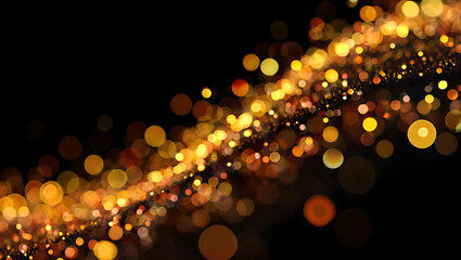 Abstract Gold and Amber Bokeh Lights: Festive, Elegant, Sparkling Background for Luxury Branding