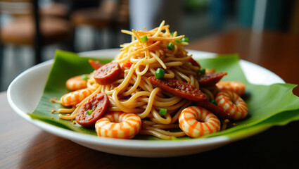 Vibrant and savory char kway teow Singapore style