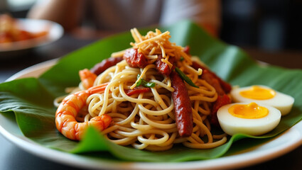 Vibrant and savory char kway teow Singapore style