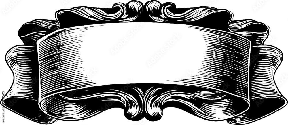Poster vintage rectangular label frame with scalloped edge design for decoration or crafting projects