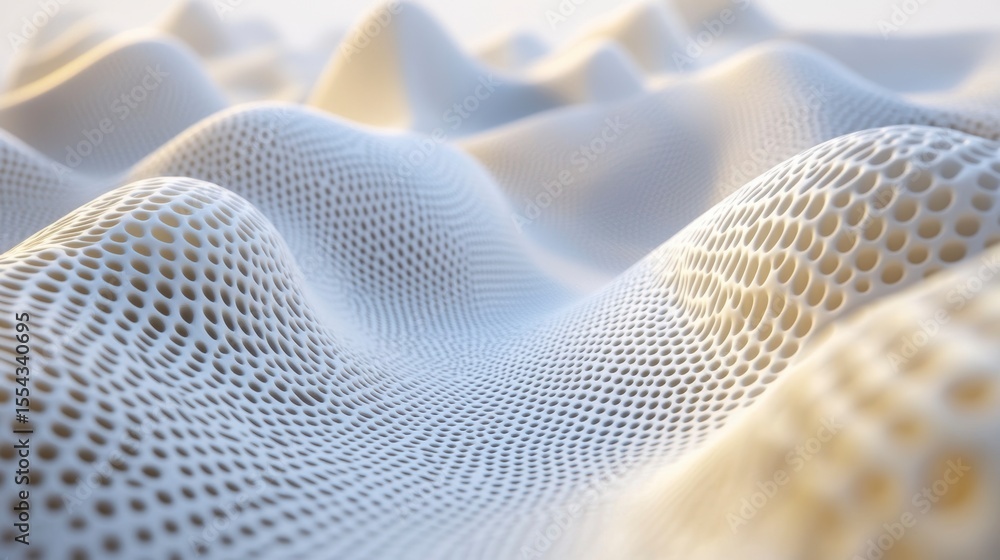 Poster abstract white textured surface with undulating hills and honeycomb pattern.