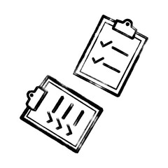 Hand-drawn clipboards with checkmarks and task lines