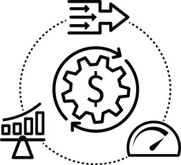 cost optimization, production efficientcy icon vector