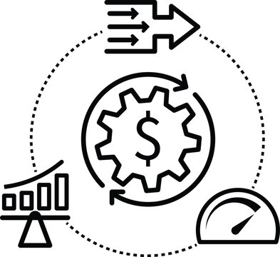 cost optimization, production efficientcy icon vector
