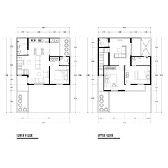 Architecture plan with furniture. home floor plan, isolated on white background, stock illustration.