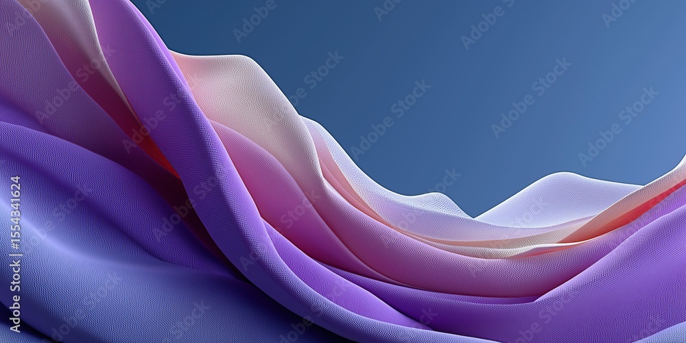 Aufkleber 3d abstract purple and blue wavy fabric background with soft flowing shapes elegant gradient depth v