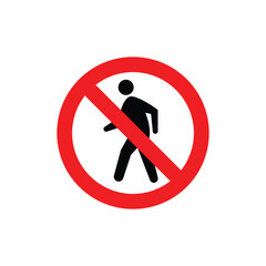 No Pedestrians Traffic Sign Vector Icon