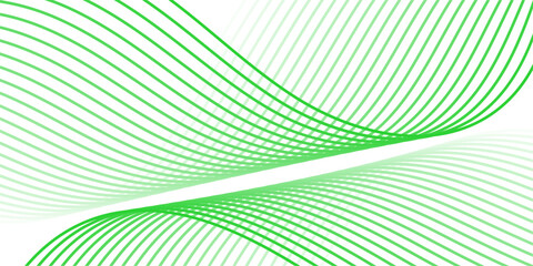 Fototapeta premium Abstract background with lines and waves. Medium banner size. Element for design isolated on white. Vector background for brochure, booklet, flyer, poster. White and green gradient