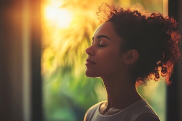 Christian woman praying for God's blessing,  a spiritual moment of reflection and gratitude., Generative AI
