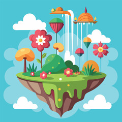 Fototapeta premium Enchanted Floating Island A Fantasy Garden in the Sky