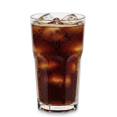 Refreshing Glass of Cola with Ice Cubes, Bubbles, and Condensation