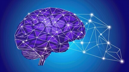 Digital brain illustration on a futuristic background showcasing technology and neural connections