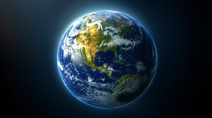 Earth globe, North America centered, space view.
