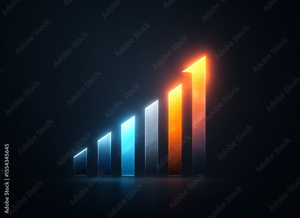 Poster a glowing graph displaying an upward trend signifies exponential growth and success, representing pr