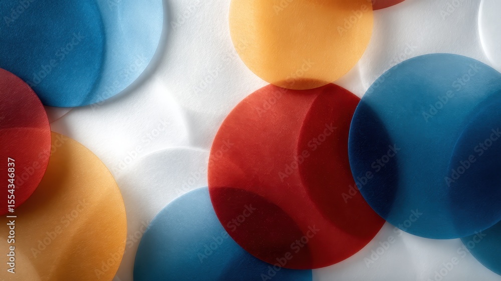 Aufkleber an artistic arrangement of translucent circles in vibrant colors captures light beautifully, creatin