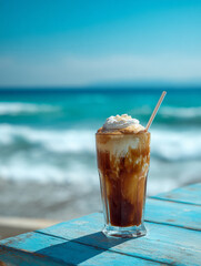 海の見えるカフェとコーヒーフロート