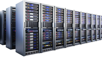 Server rack data center technology isolated on white background png ai generated isolated on a white background