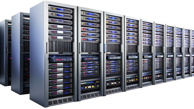 Server rack data center technology isolated on white background png ai generated isolated on a white background